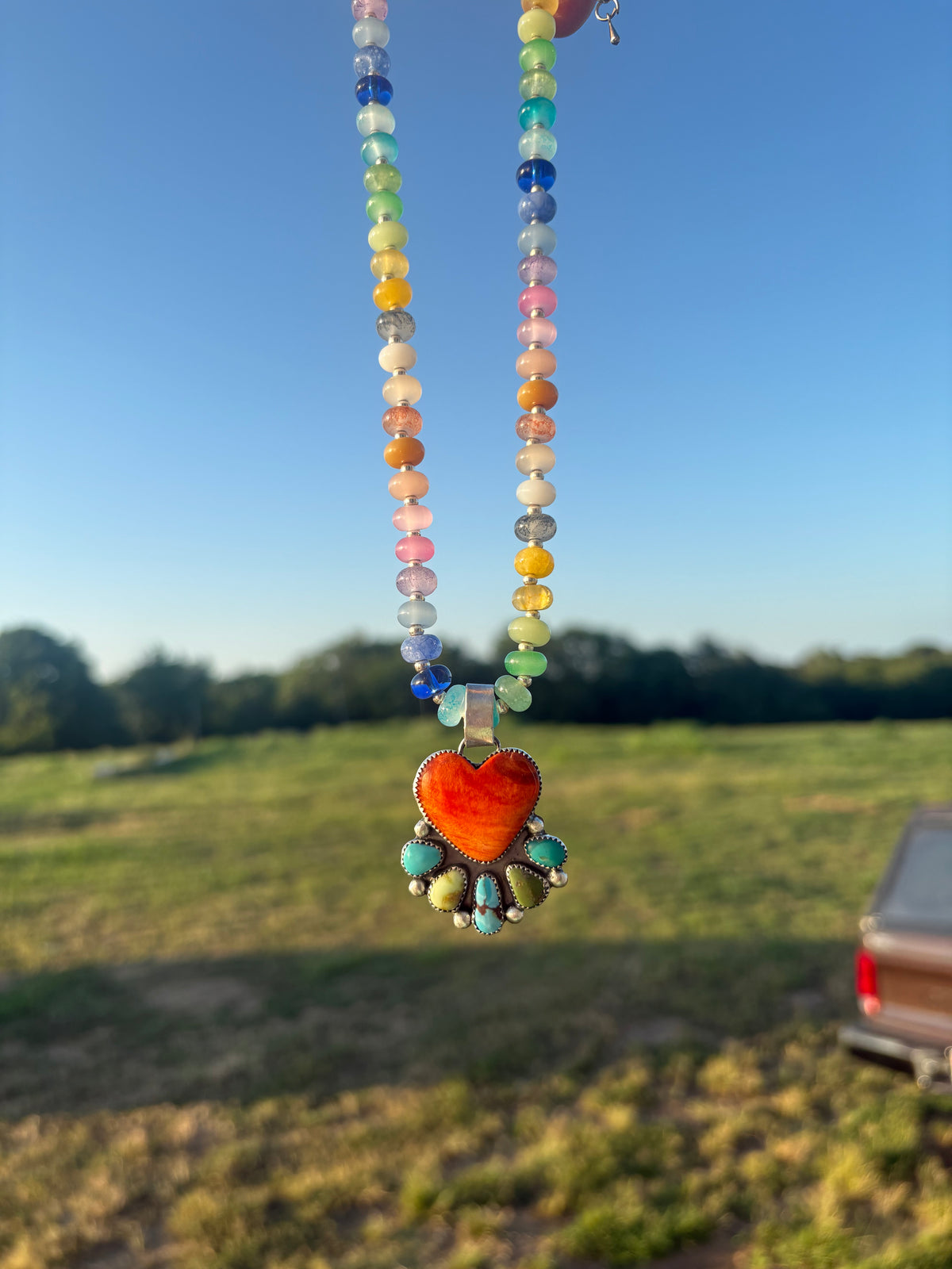 Orange Heart Necklace