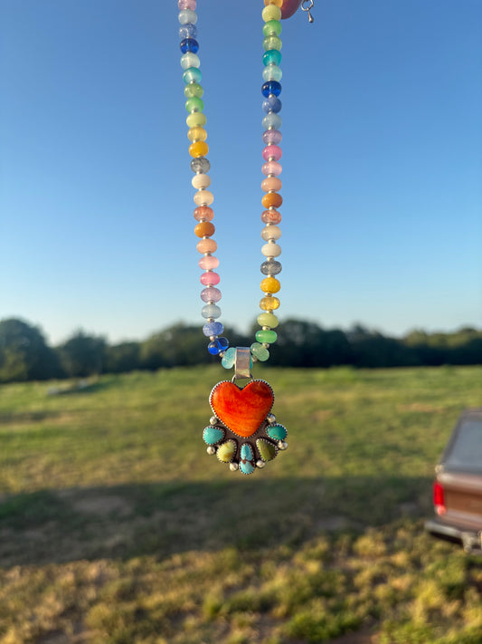 Orange Heart Necklace